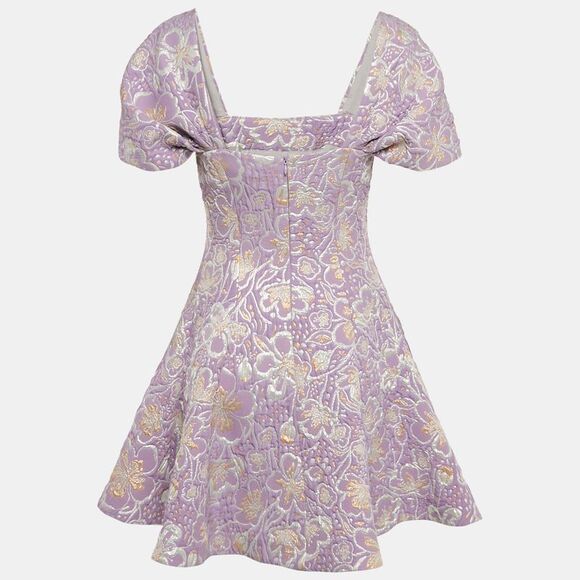 Rotate Birger Christensen Purple Floral Jacquard Mini Dress M - Picture 2 of 6